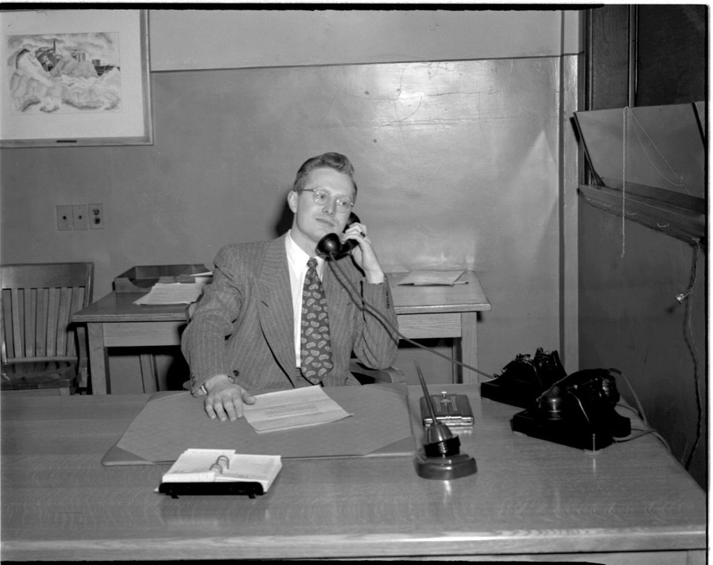 Miniature of Bob Knox on Phone, University of Illinois Chicago Undergraduate Division