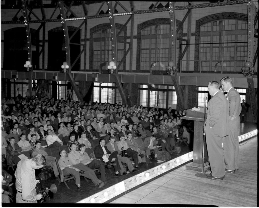 Pep Rally with Red Grange, University of Illinois Chicago Undergraduate Division
