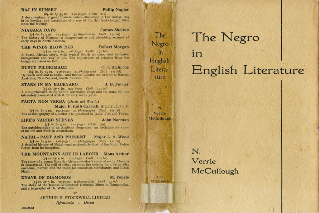 Miniature of The Negro in English literature: a critical introduction
