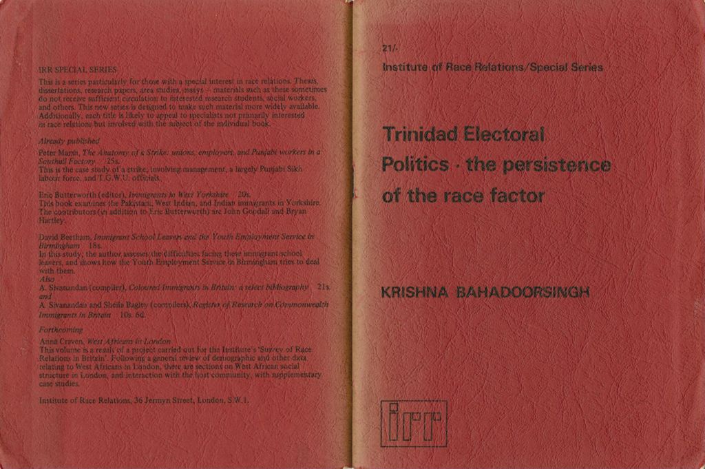 Miniature of Trinidad electoral politics: the persistence of the race factor