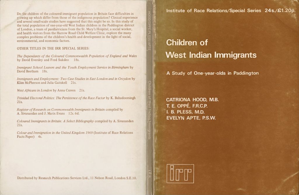 Children of West Indian immigrants: a study of one-year-olds in Paddington
