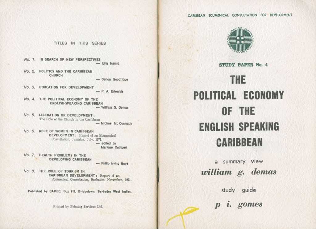 Miniature of The political economy of the English speaking Caribbean: a summary view. 2nd edition