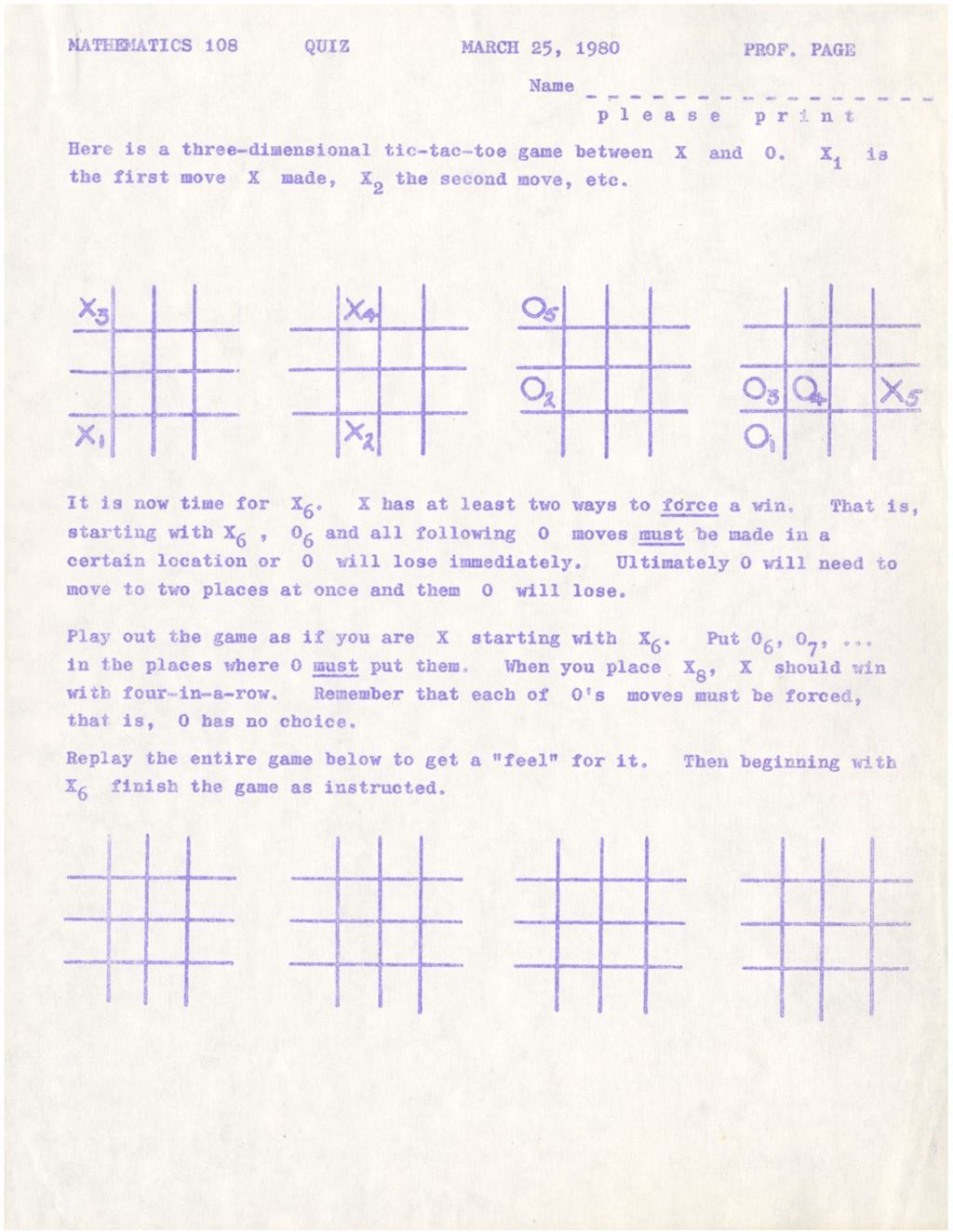 Mathematics 108 Quizzes from spring 1980