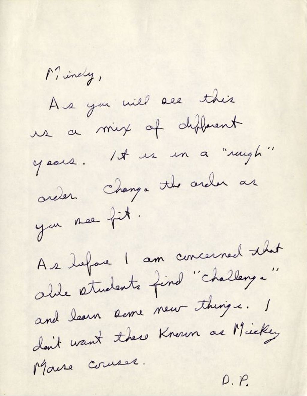 Miniature of Note from DP to Mindy