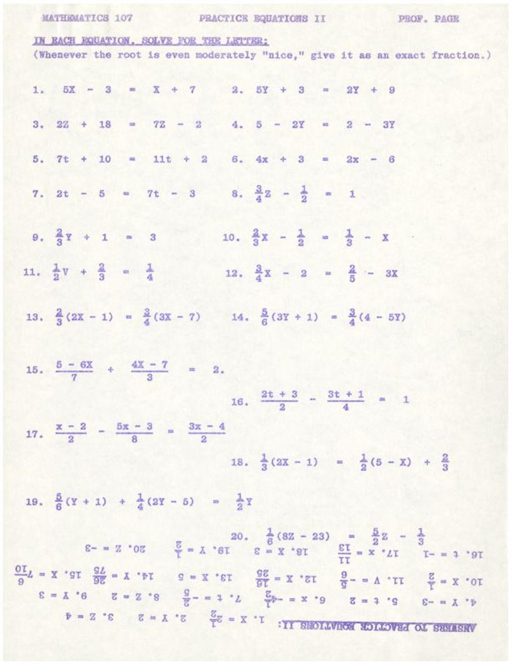 Miniature of Math 107 Practice Equations II