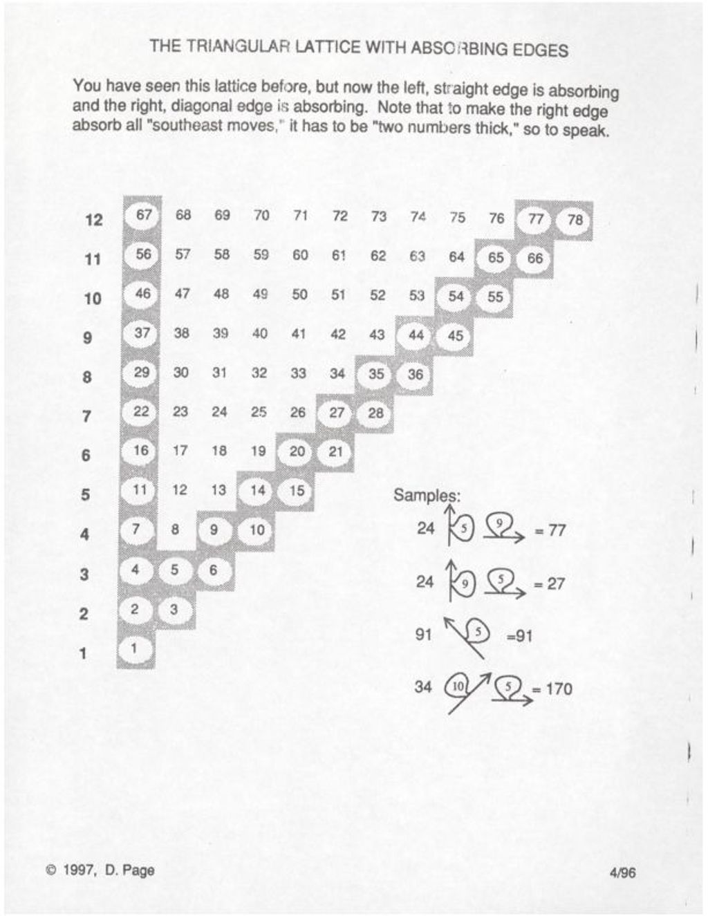 The Triangular Lattice with Absorbing Edges (lattice w/examples) 1996