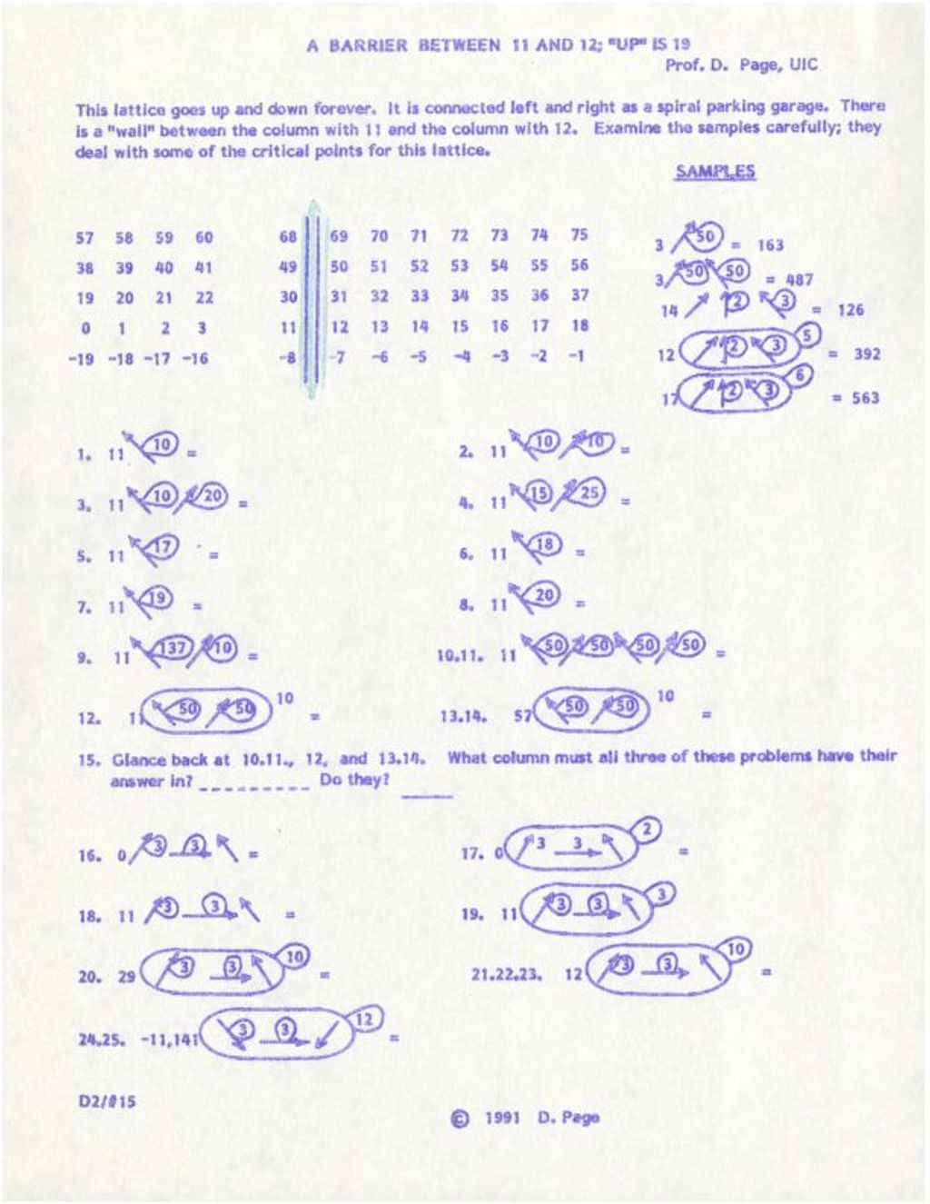 A Barrier Between 11 and 12; Up is 19 (lattice w/ examples and problems) (1991)
