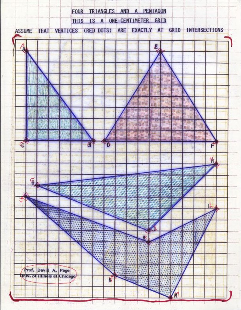 Miniature of Four Triangles and a Pentagon (grid)