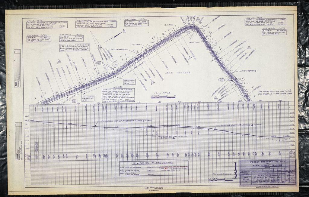 Miniature of Ned Brown Preserve, Bicycle Trail and Service Drive,in.Phase IV, in. office copy, scale: 1 in. = 40 ft