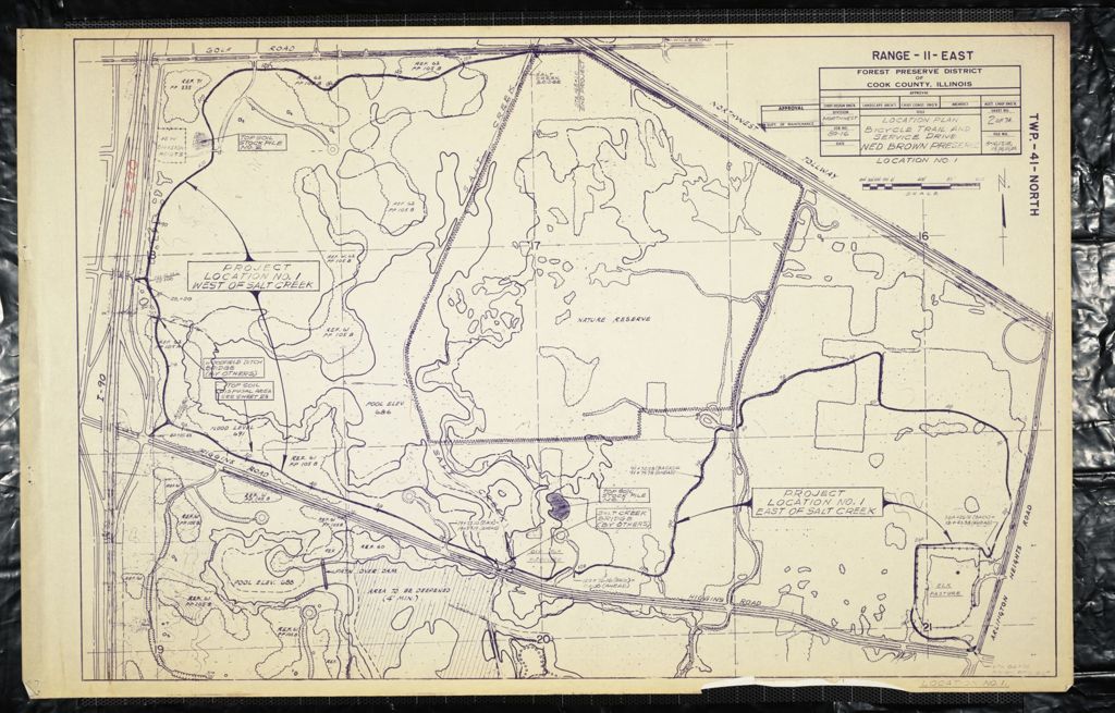 Miniature of Ned Brown Preserve, Bicycle Trail and Service Drive,in.Phase IV, in. office copy, scale: 1 in. = 2.5 miles