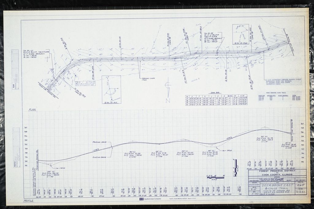 Deer Grove East, Bicycle Trail, scale: horiz. 1 in. = 40 ft, vert. 1 in. = 4 ft