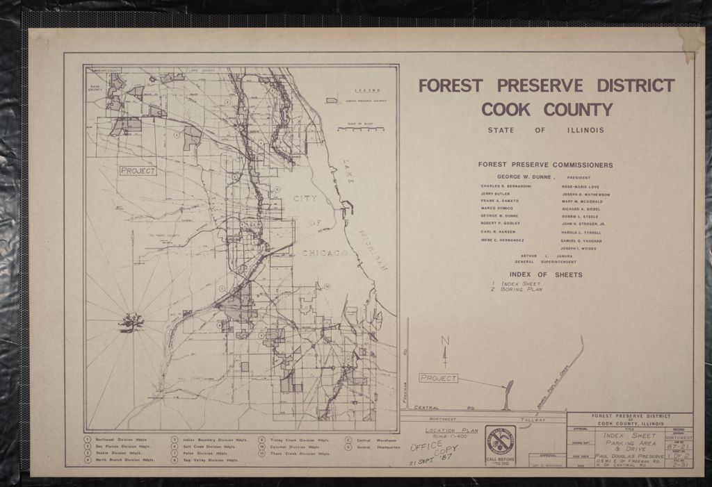 Miniature of Paul Douglas Forest Preserve, Parking Area and Drive; 0.5 miles E. of Freeman rd, N. of Central Rd., scale: 1 in. = 2.5 miles