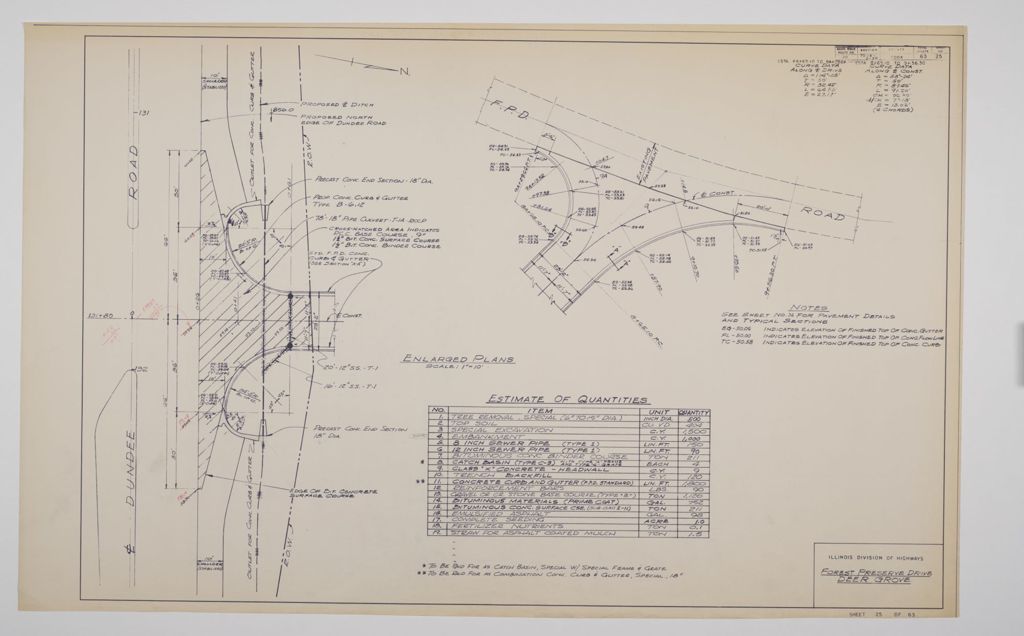 Miniature of Northwest Highway and Dundee Road Interchange; Ramps Reconstruction;State of Illinois Department of Public works and Buildings Division of Highways Plans for Proposed Federal Aid Highway, scale: 1 in. = 10 ft