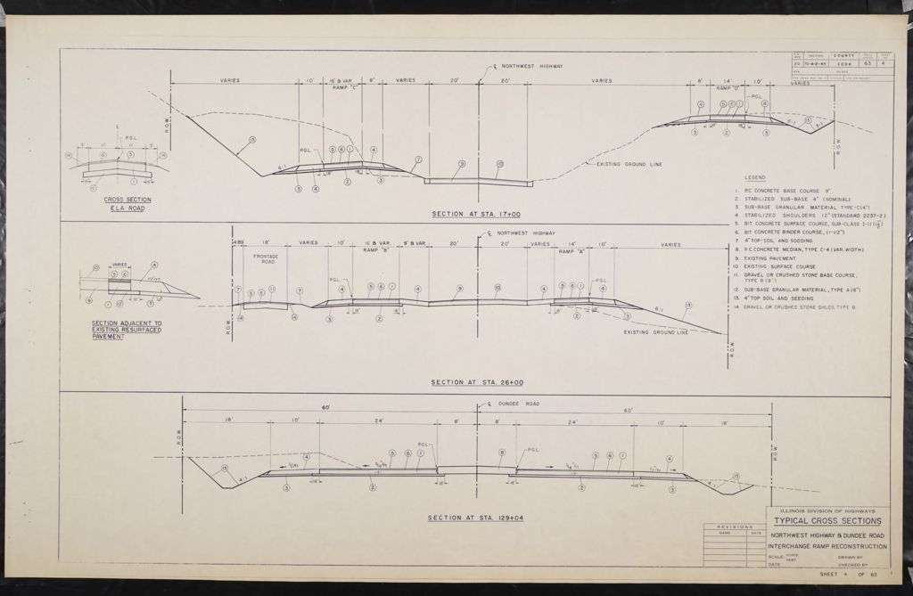 Miniature of Northwest Highway and Dundee Road Interchange; Ramps Reconstruction;State of Illinois Department of Public works and Buildings Division of Highways Plans for Proposed Federal Aid Highway, scale:not noted