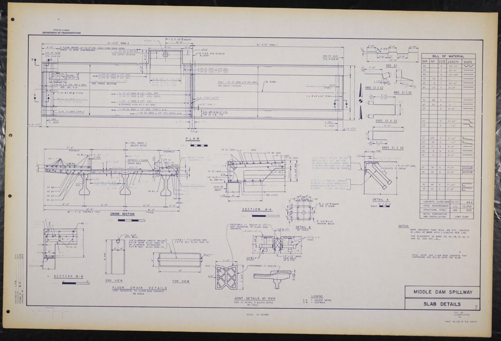 Miniature of State of Illinois Department of Transportation Division of Waterways Detail Plans for Busse Woods Reservoir Phase 2 Construction Lateral Dams Cook County, scale:not noted
