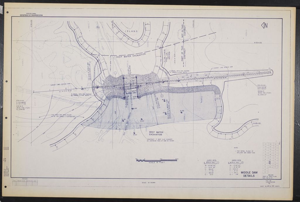 State of Illinois Department of Transportation Division of Waterways Detail Plans for Busse Woods Reservoir Phase 2 Construction Lateral Dams Cook County, scale:not noted