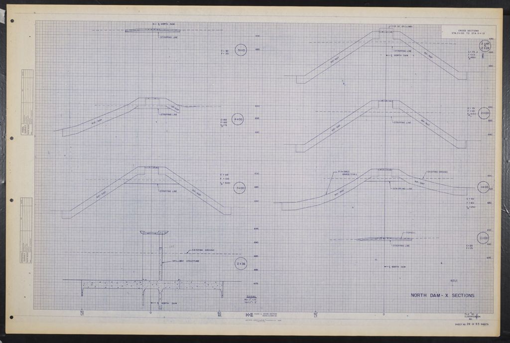 Miniature of State of Illinois Department of Transportation Division of Waterways Detail Plans for Busse Woods Reservoir Phase 2 Construction Lateral Dams Cook County, scale:not noted