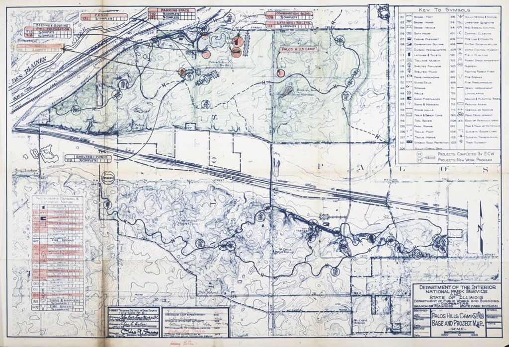 Miniature of Palos Hills Camp, Base and Project Map, scale: 1 in. = 1000 ft