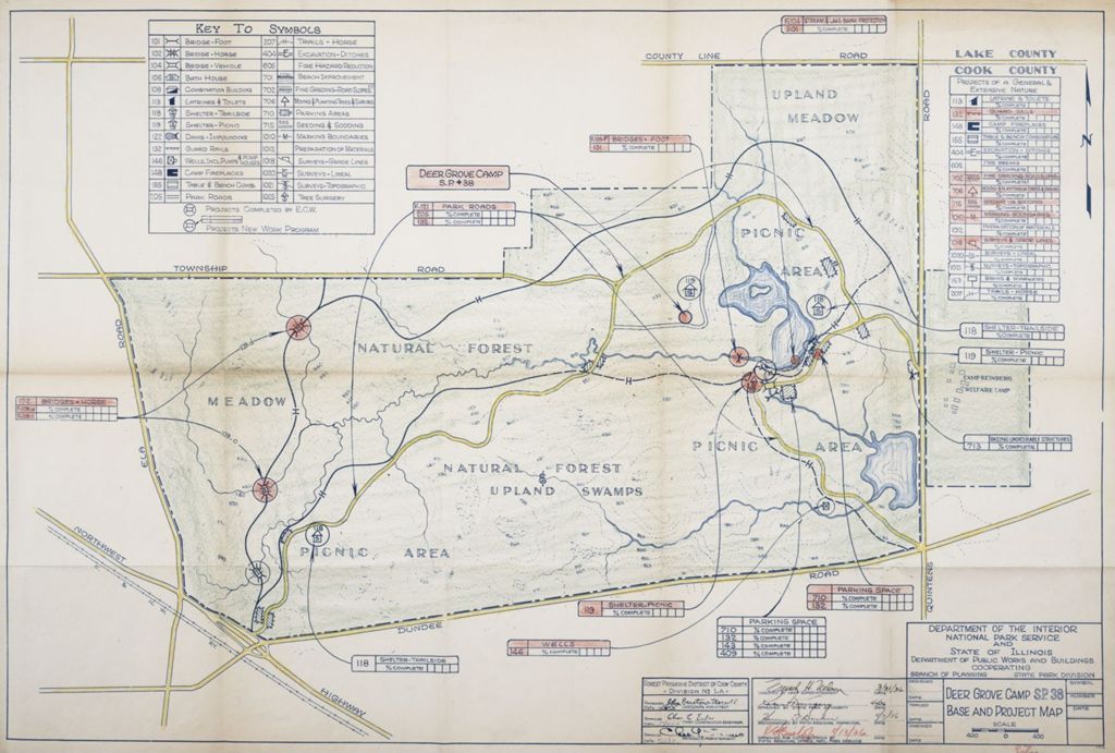 Deer Grove Camp, Base and Project map, scale: 1 in. = 400 ft