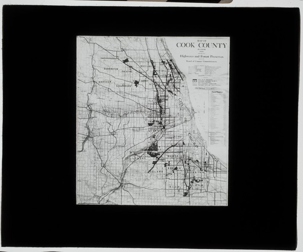 Map of Cook County Illinois 1926 Showing Highways and Forest Preserves