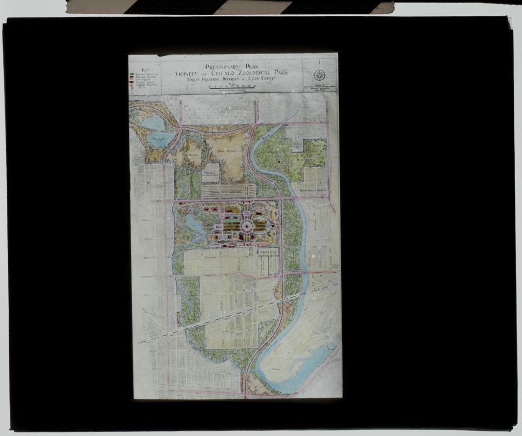 Miniature of Forest Preserve Maps and Foreign Parks: Preliminary Plan Vicinity of Chicago Zoological Park
