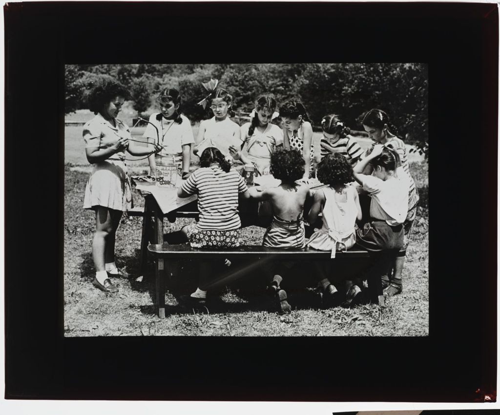 Miniature of Forest Preserve District Day Camp, Girls at Picnic Table