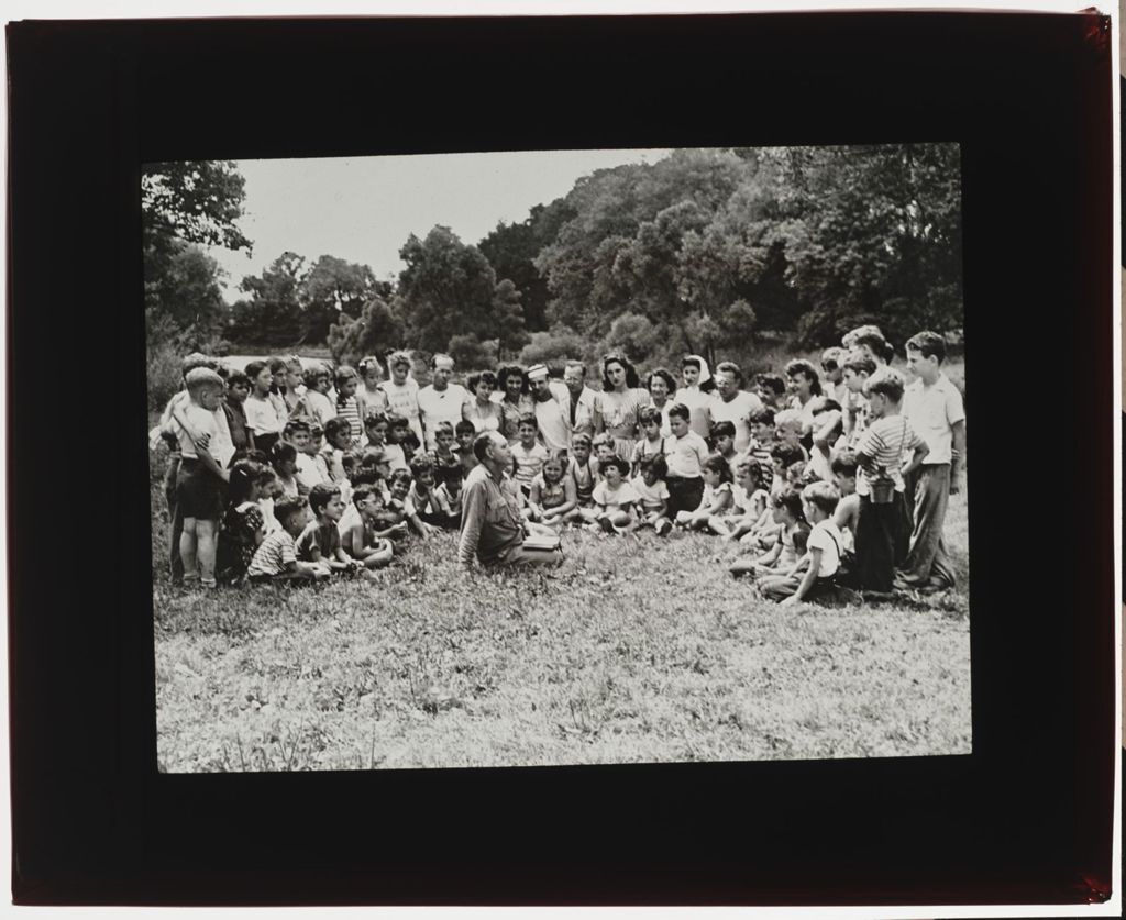 Miniature of Forest Preserve District Day Camp, Campers Gathered Around Man
