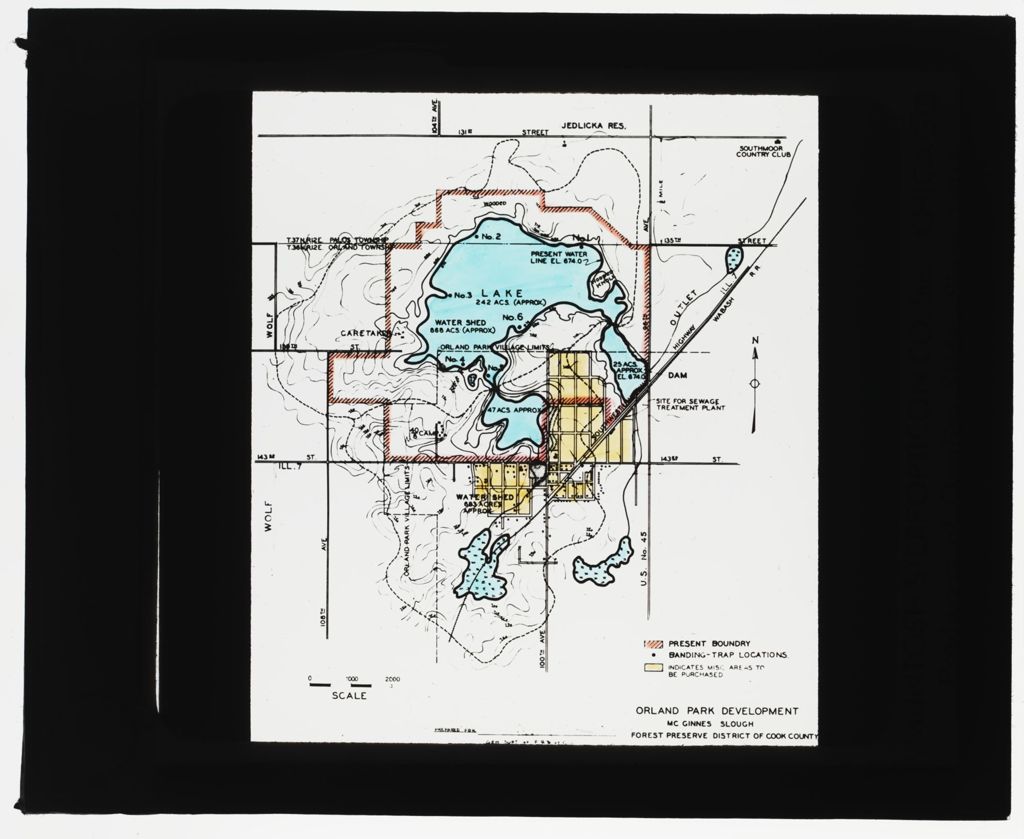 McGinnis Slough 1940 Waterfowl Study, Map, Orland Park Development