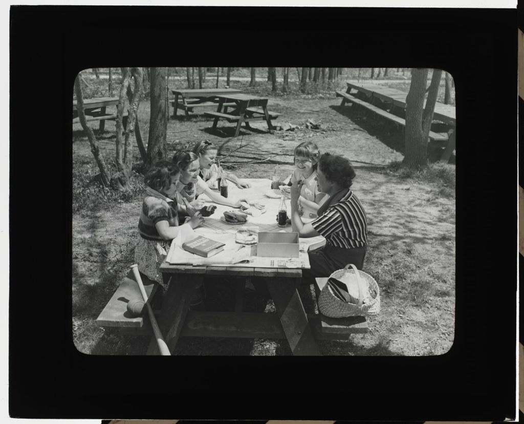 Miniature of Picnics and Rec. Activities - Girls and Women at Picnic Table