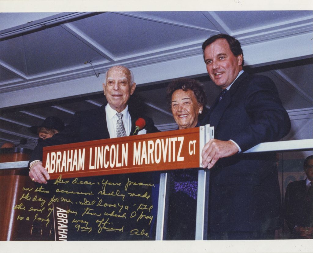Miniature of Abraham Lincoln Marovitz with Eleanor and Richard M. Daley