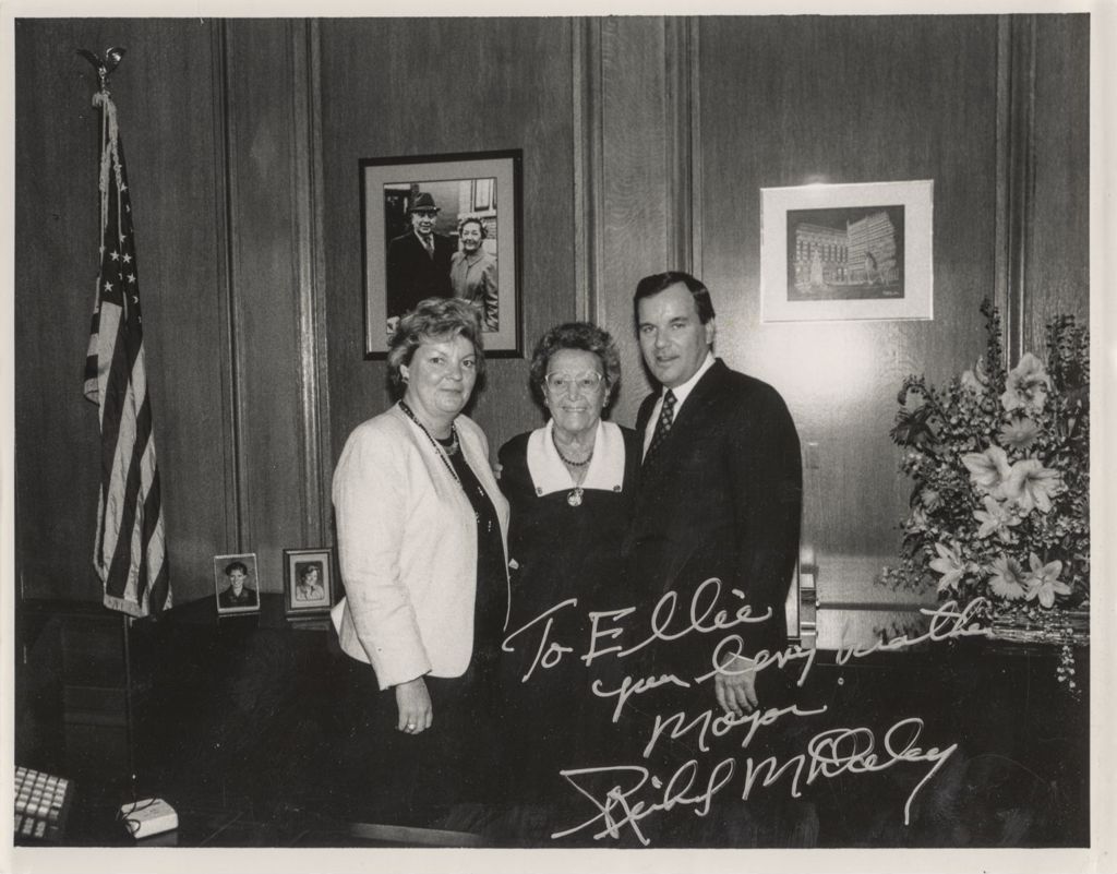 Miniature of Richard M. Daley with his mother and sister