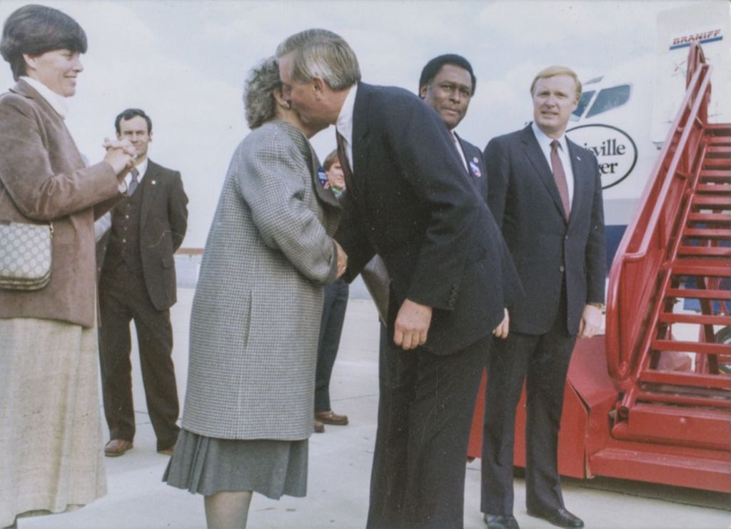 Miniature of Eleanor Daley with Walter Mondale at O'Hare airport
