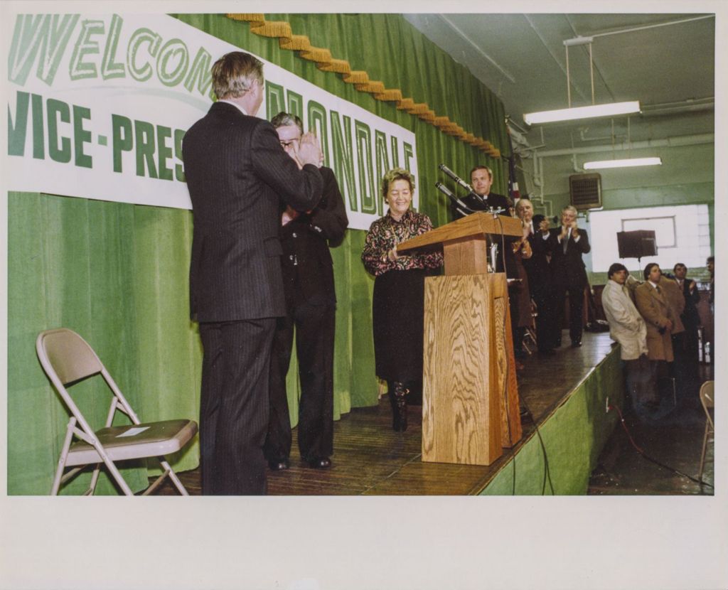 Walter Mondale on a campaign visit to Chicago