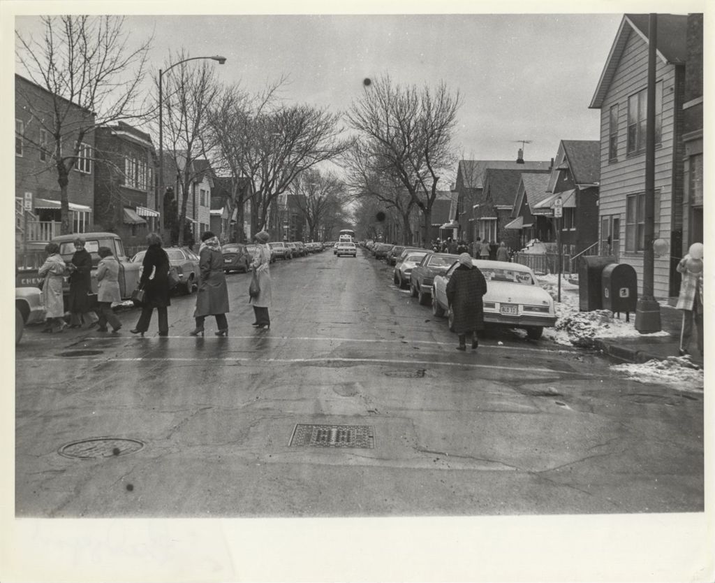 Bridgeport street during Walter Mondale's visit
