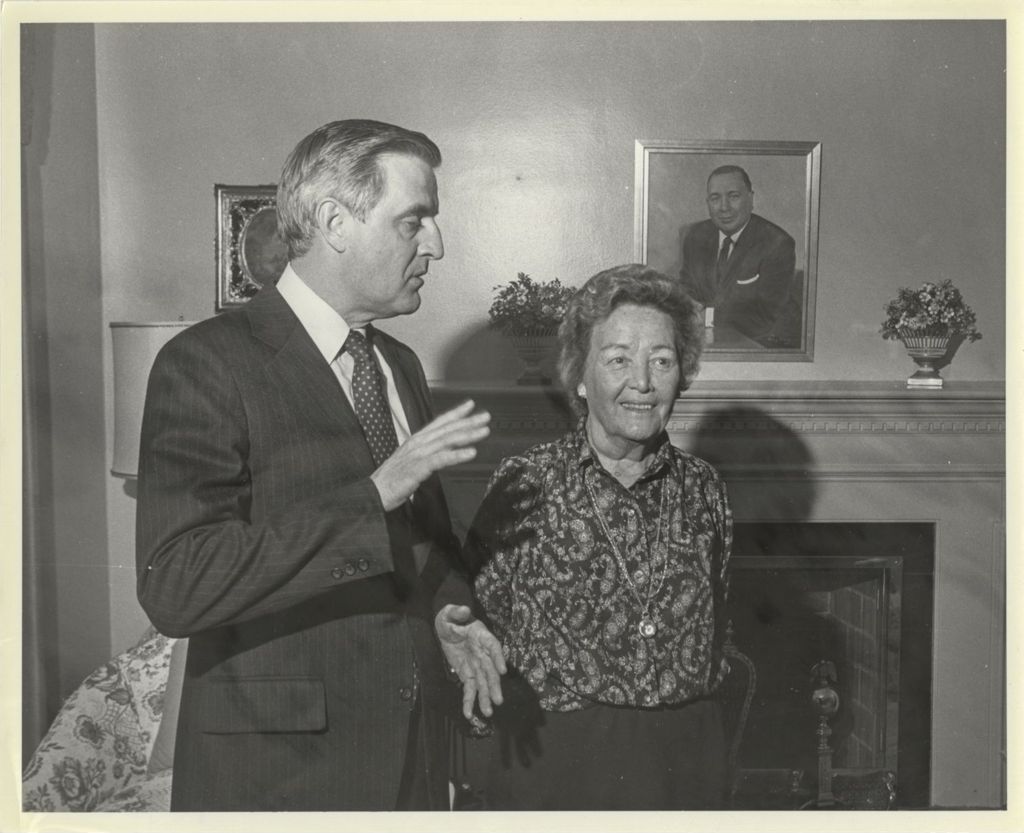 Walter Mondale and Eleanor Daley at the Daley home