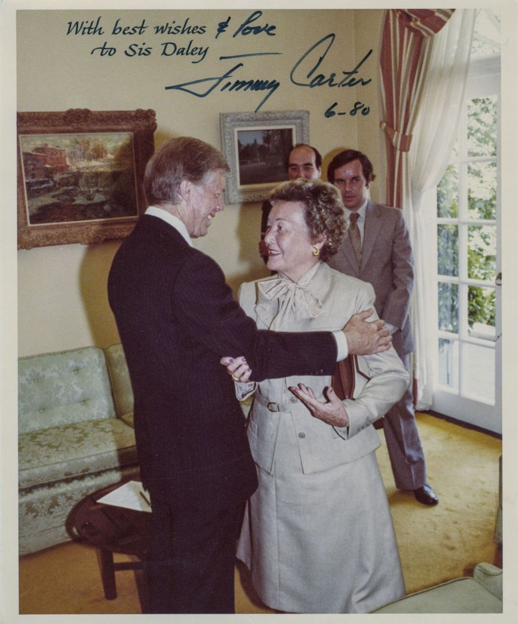 Miniature of Jimmy Carter with Eleanor Daley at the White House