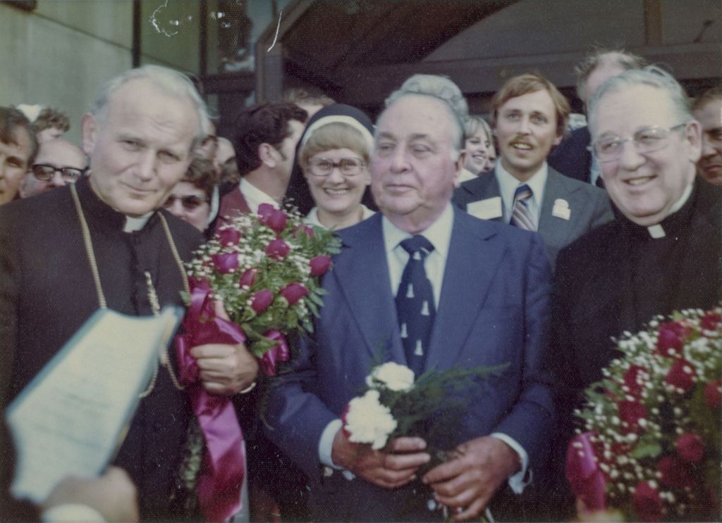 Miniature of Richard J. Daley with Cardinal Karol Wojtyla and Cardinal Cody