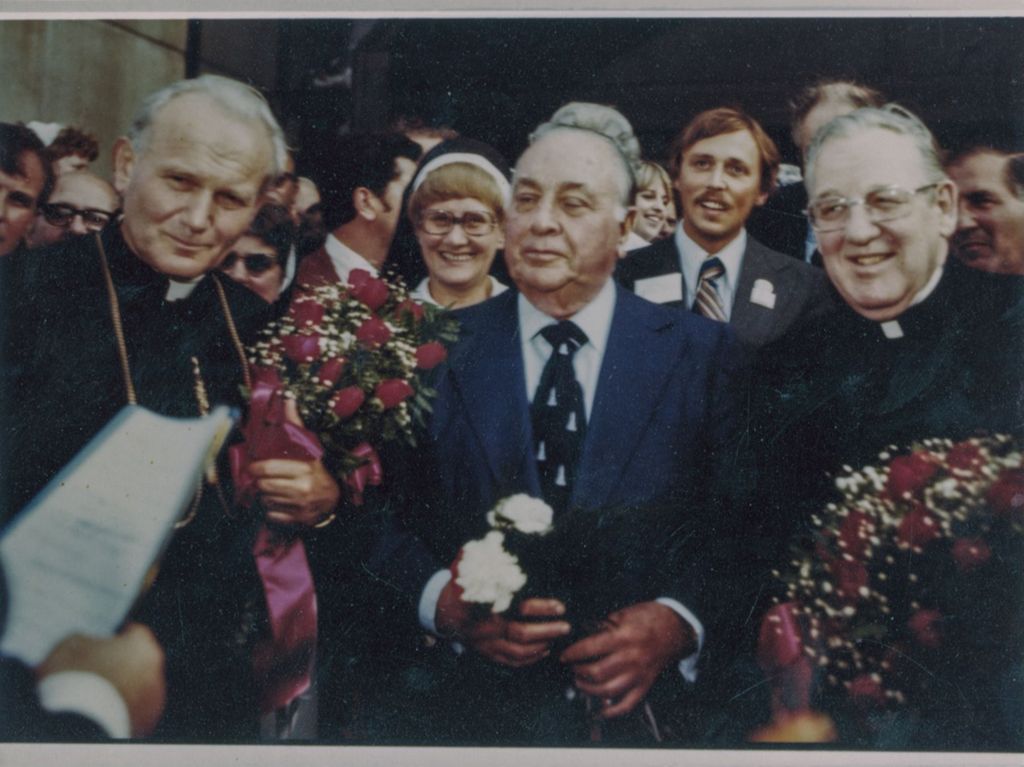 Miniature of Richard J. Daley with Cardinal Karol Wojtyla and Cardinal Cody