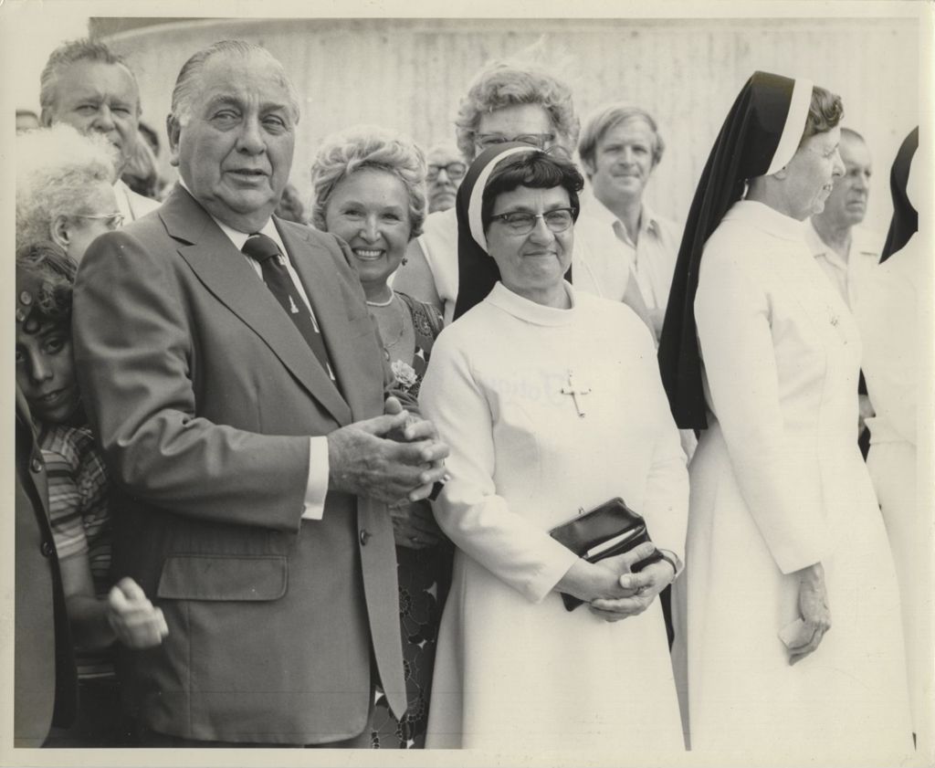 Richard J. Daley awaits the arrival of Cardinal Wojtyla in Chicago