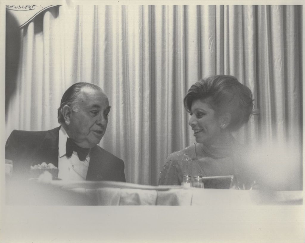 Miniature of Queen of Jordan and Richard J. Daley at a banquet