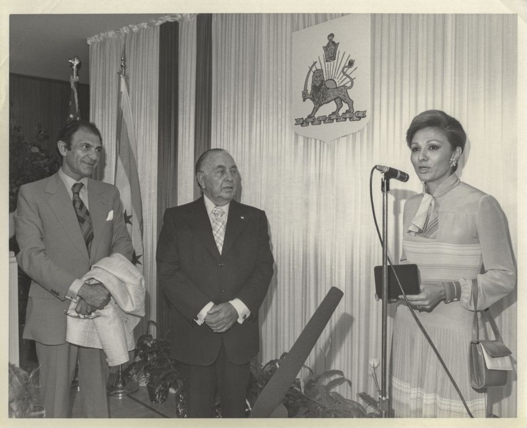Richard J. Daley with Farah Pahlavi, Empress of Iran