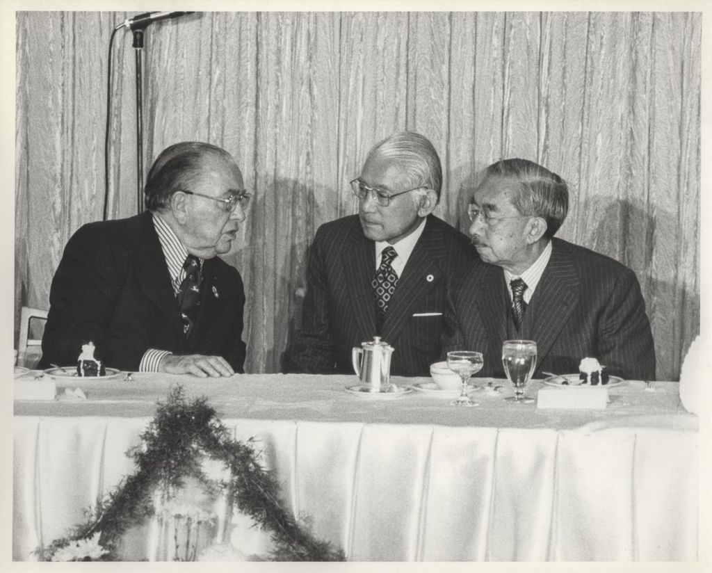 Richard J. Daley and Emperor Hirohito at a banquet