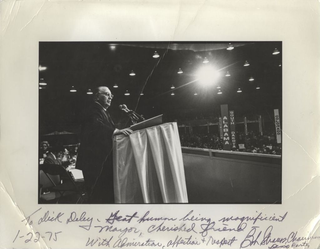 Miniature of Richard J. Daley speaking at a Democratic Party conference