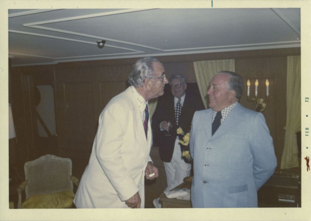 Lyndon B. Johnson with Richard J. Daley on the Wirtz yacht