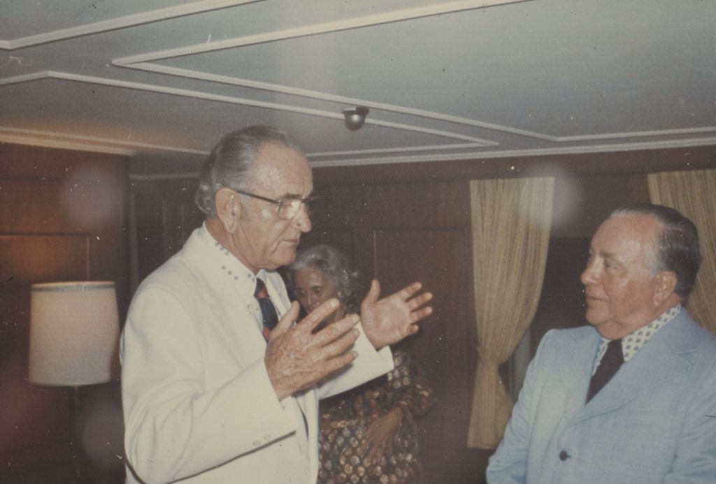 Miniature of Lyndon B. Johnson with Richard J. Daley on the Wirtz yacht