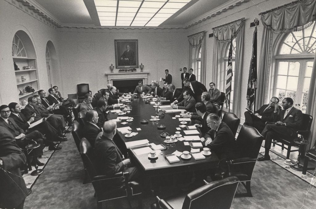 Richard J. Daley attends a Nixon cabinet meeting