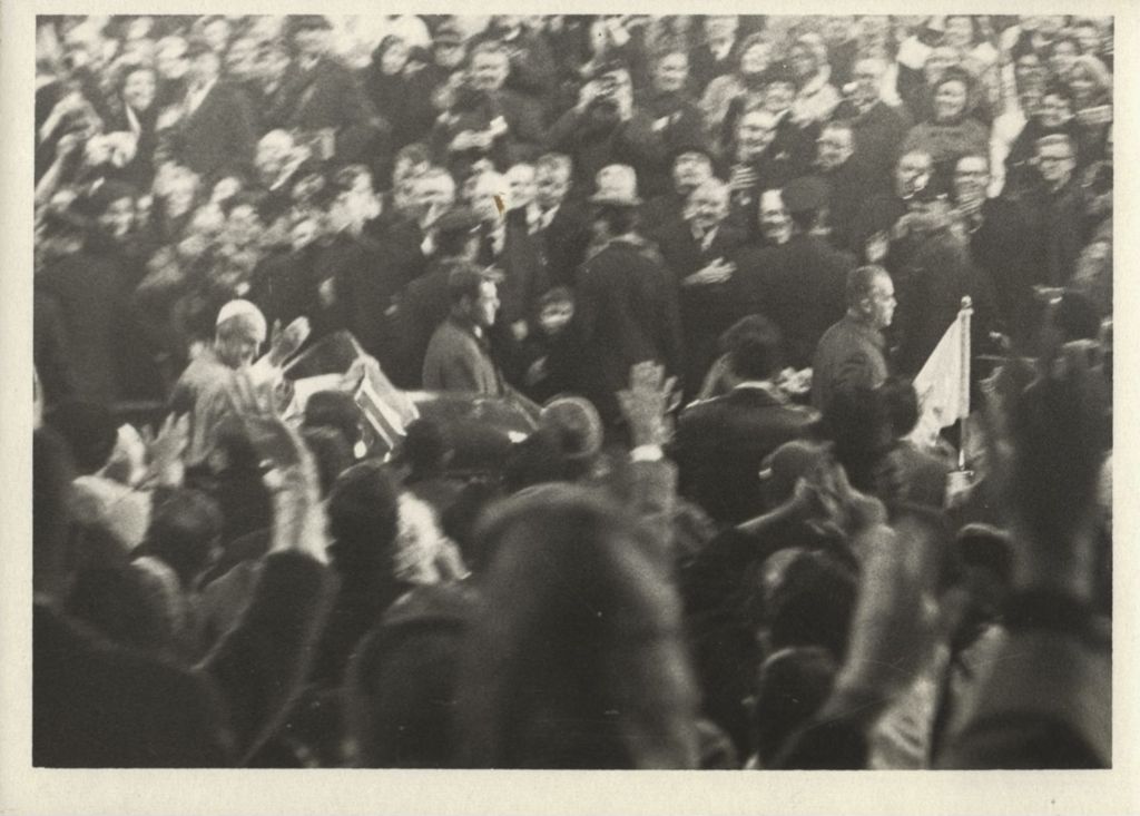 Miniature of Pope Paul VI waving to crowd