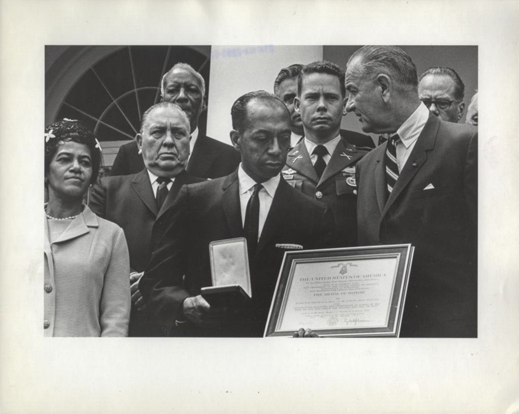 Miniature of Award ceremony for first African American Medal of Honor recipient of the Vietnam War