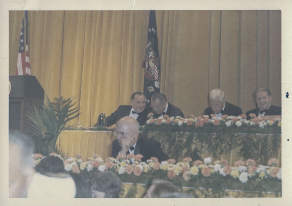 Miniature of Richard J. Daley with Lyndon B. Johnson at a Democratic Party banquet