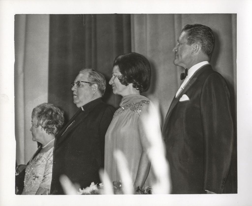 Miniature of Eleanor Daley, Cardinal Cody, Lady Bird Johnson and Otto Kerner at a Democratic Party banquet